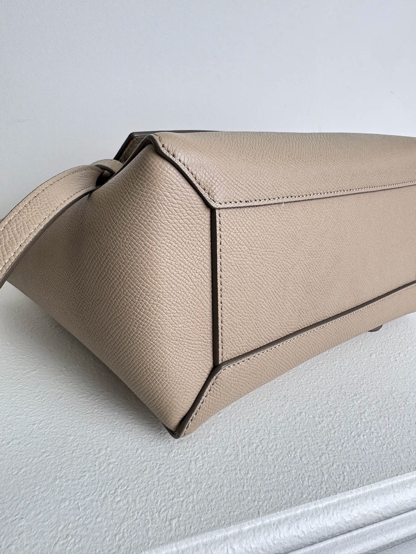 (A13) Celine Taupe Beige Nano Belt Bag Gold Hardware Removable Strap