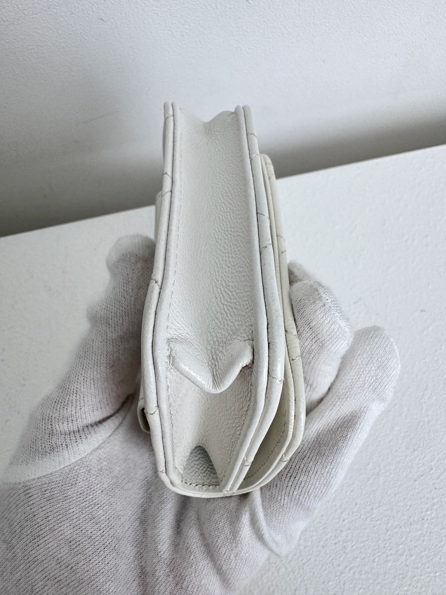 (A44) Chanel White Aged Calfskin 2021 Punk Chain Belt Bag Gold Hardware
