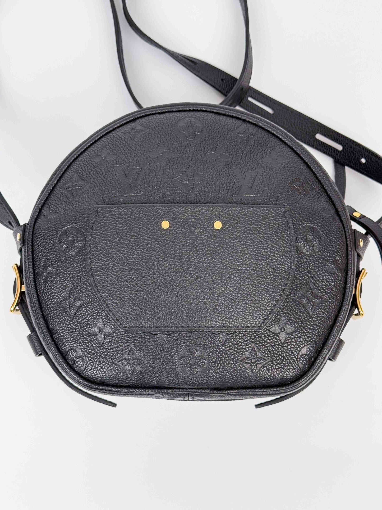 (A51) Louis Vuitton Black Empreinte Boite Chapeau Souple MM Gold Hardware