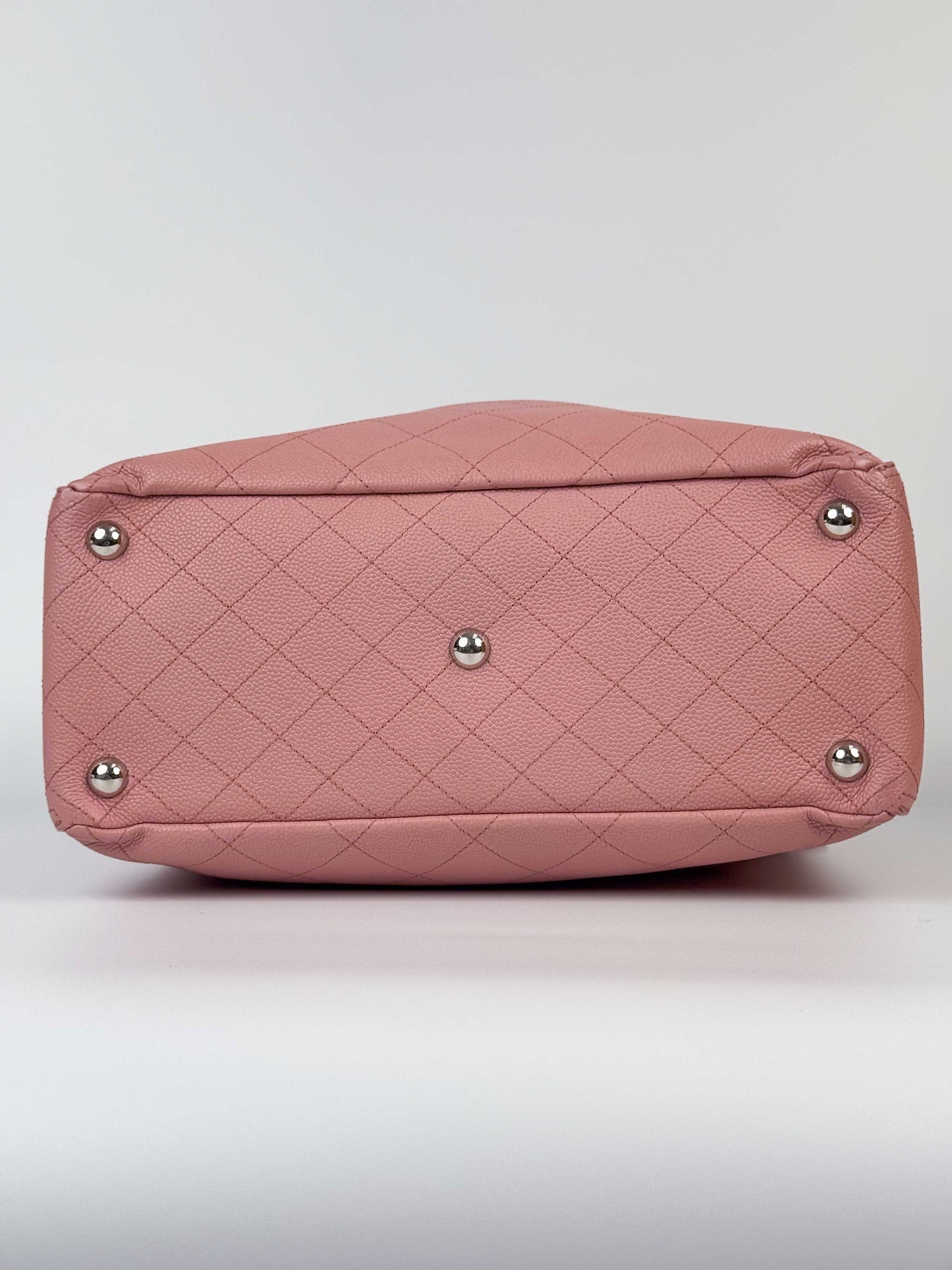 (A70) Chanel Pink Caviar Pocket Tote Bag with Silver Hardware