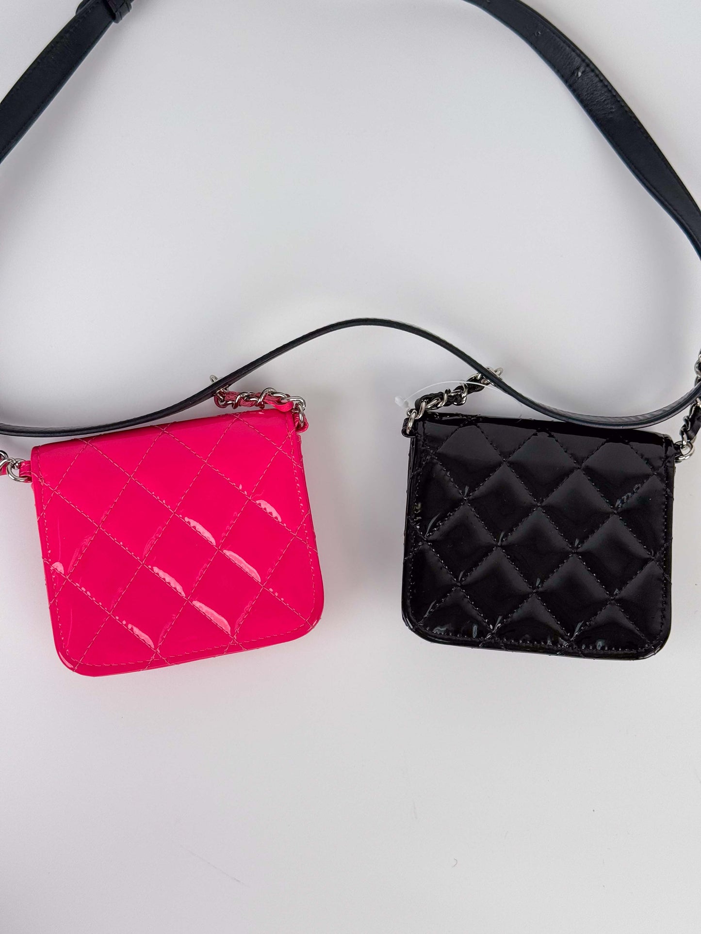 (A68) Chanel Pink and Black Patent Leather Bag