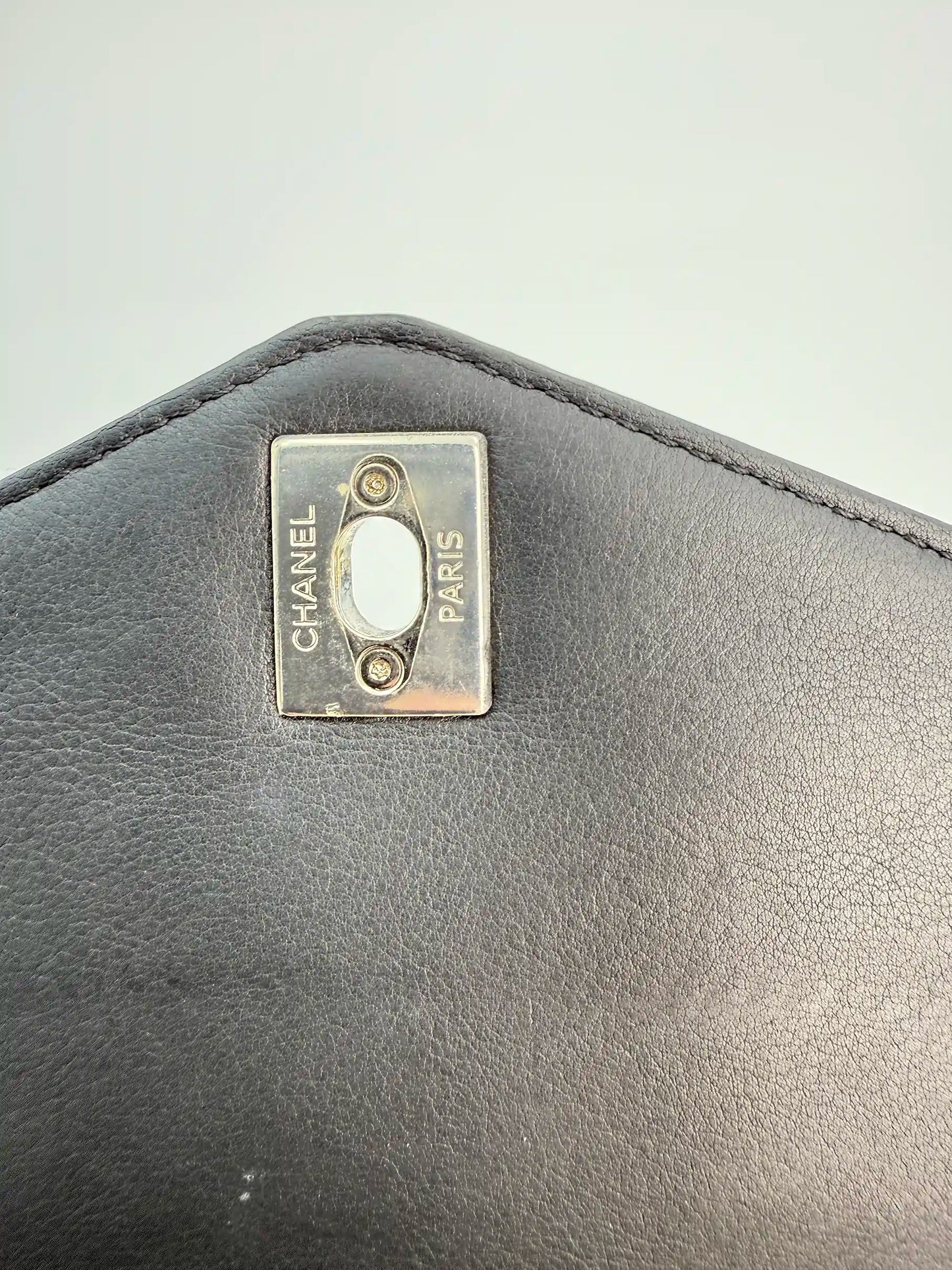 (AJ11) Chanel Black Calf Leather Small Precious Union Flap Bag, Mixed Hardware