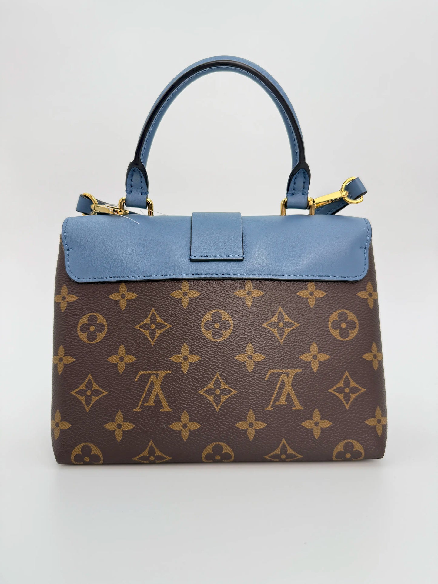 (AJ47) Louis Vuitton Blue/Monogram Locky BB, Gold Hardware