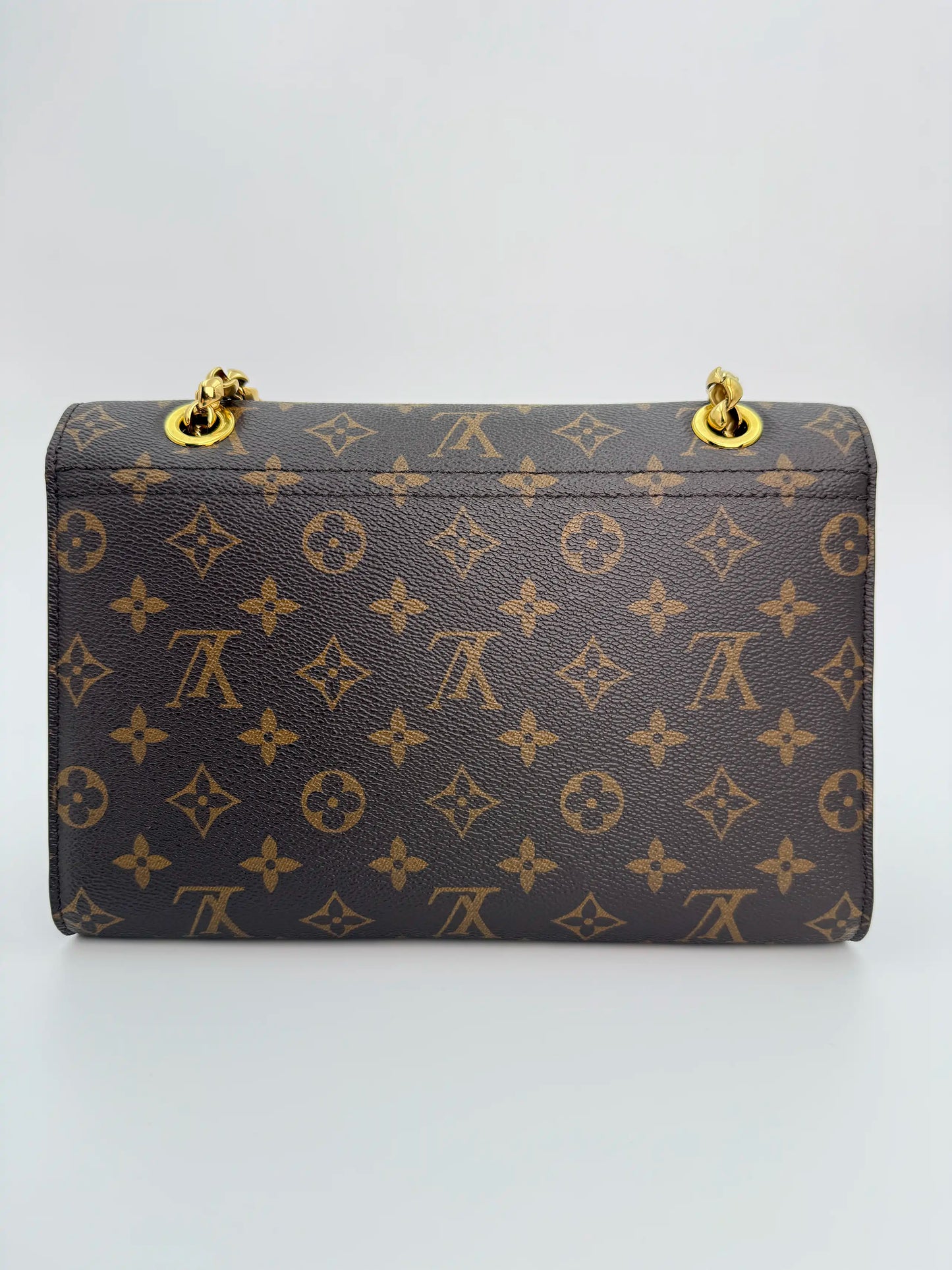 (AJ49) Louis Vuitton Black/Monogram Victoire Crossbody Bag, Gold Hardware