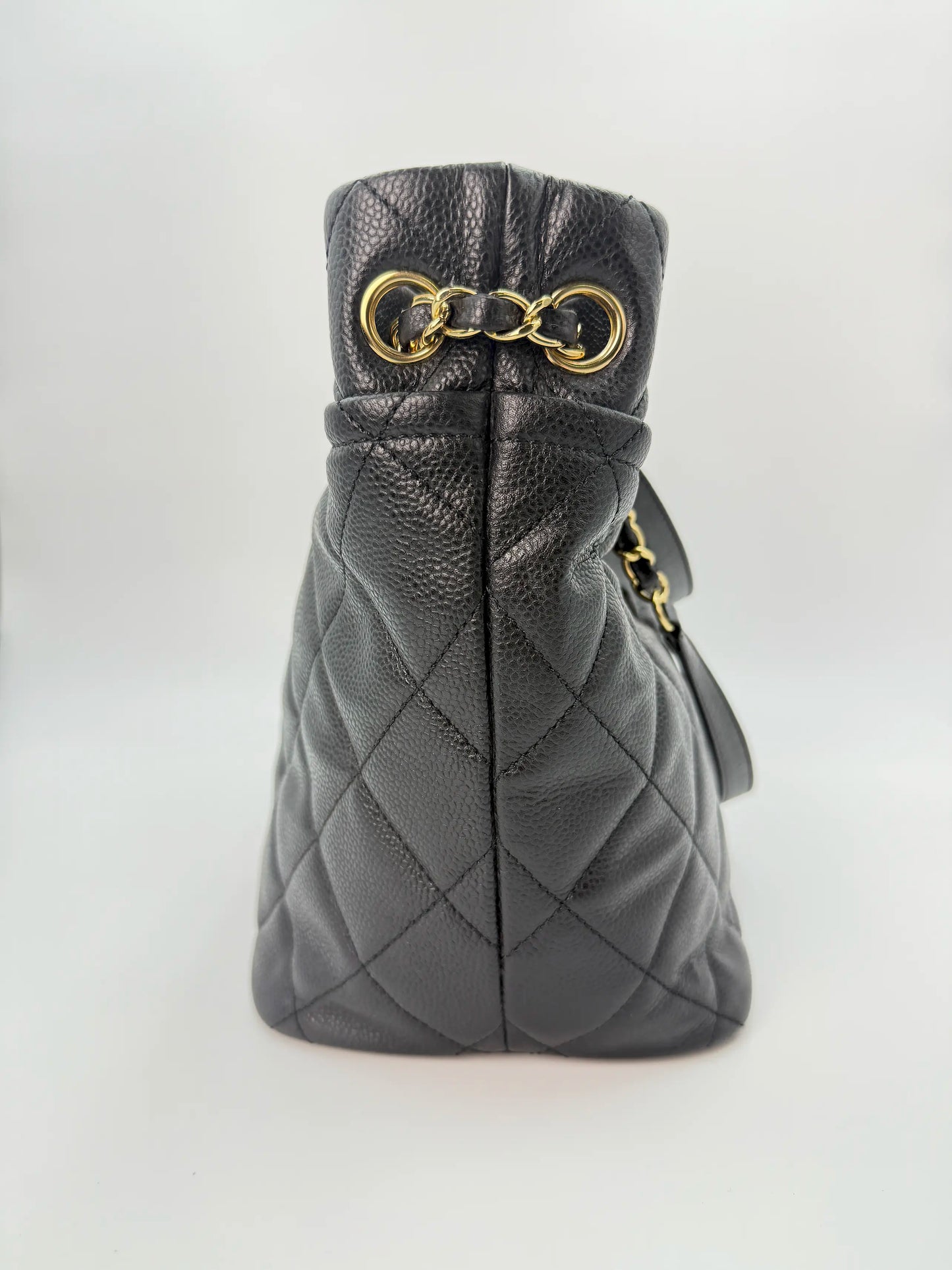 (AJ55) Chanel Black Caviar Timeless Tote, Gold Hardware