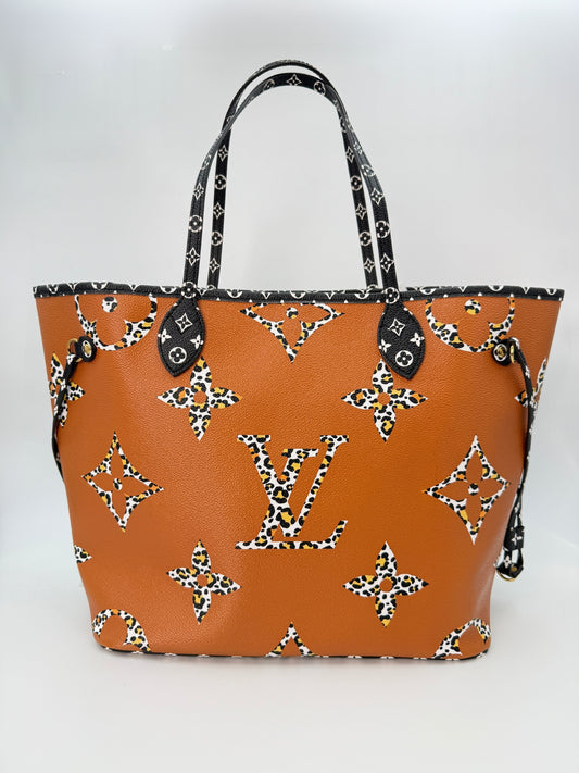 (AJ54) Louis Vuitton Monogram Jungle Neverfull MM, Gold Hardware