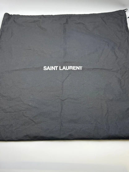 (AJ61) YSL Black Lambskin Quilted Maxi Icare Tote Bag, Gold Hardware