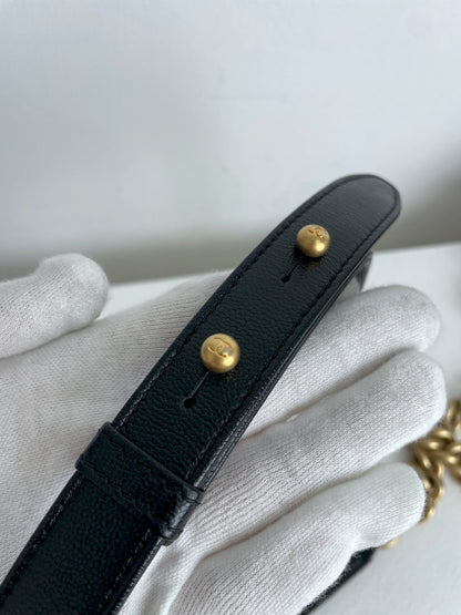 (A33) Chanel Black Caviar Chevron Medium LeBoy Antique Gold Hardware