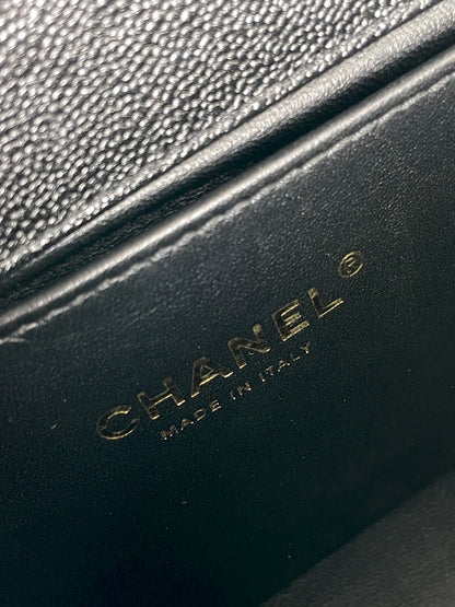 (A33) Chanel Black Caviar Chevron Medium LeBoy Antique Gold Hardware