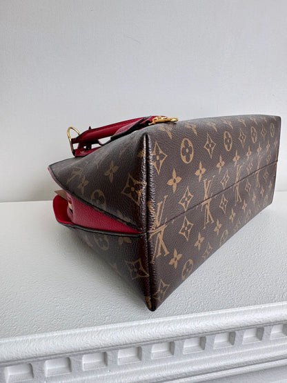 (A08) Louis Vuitton Monogram Alma BNB Bag with Red Accents Gold Hardware Removable Strap