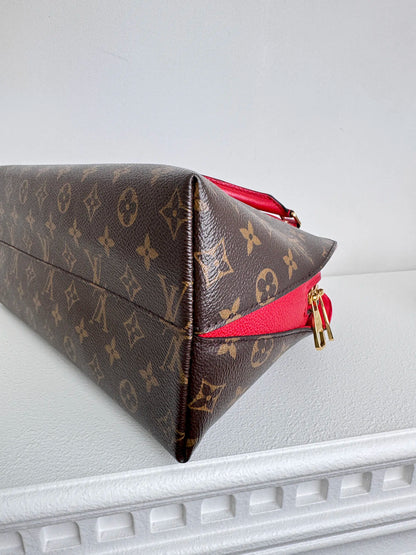 (A08) Louis Vuitton Monogram Alma BNB Bag with Red Accents Gold Hardware Removable Strap