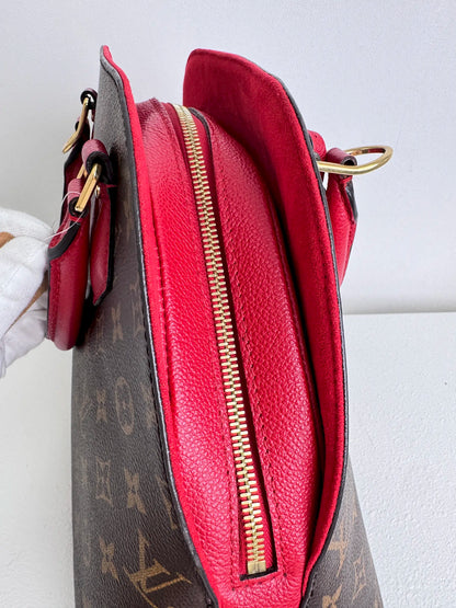 (A08) Louis Vuitton Monogram Alma BNB Bag with Red Accents Gold Hardware Removable Strap