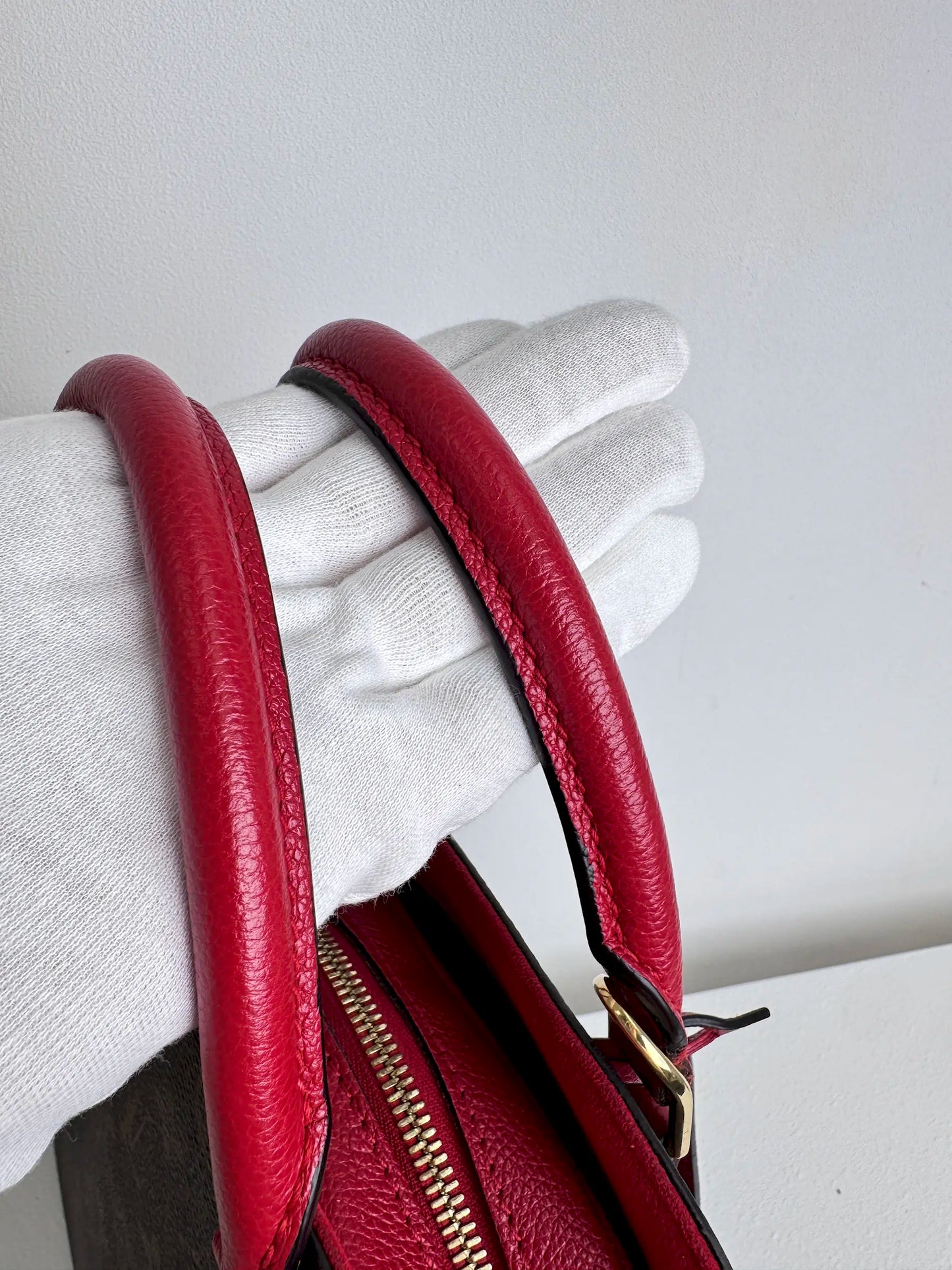 (A08) Louis Vuitton Monogram Alma BNB Bag with Red Accents Gold Hardware Removable Strap