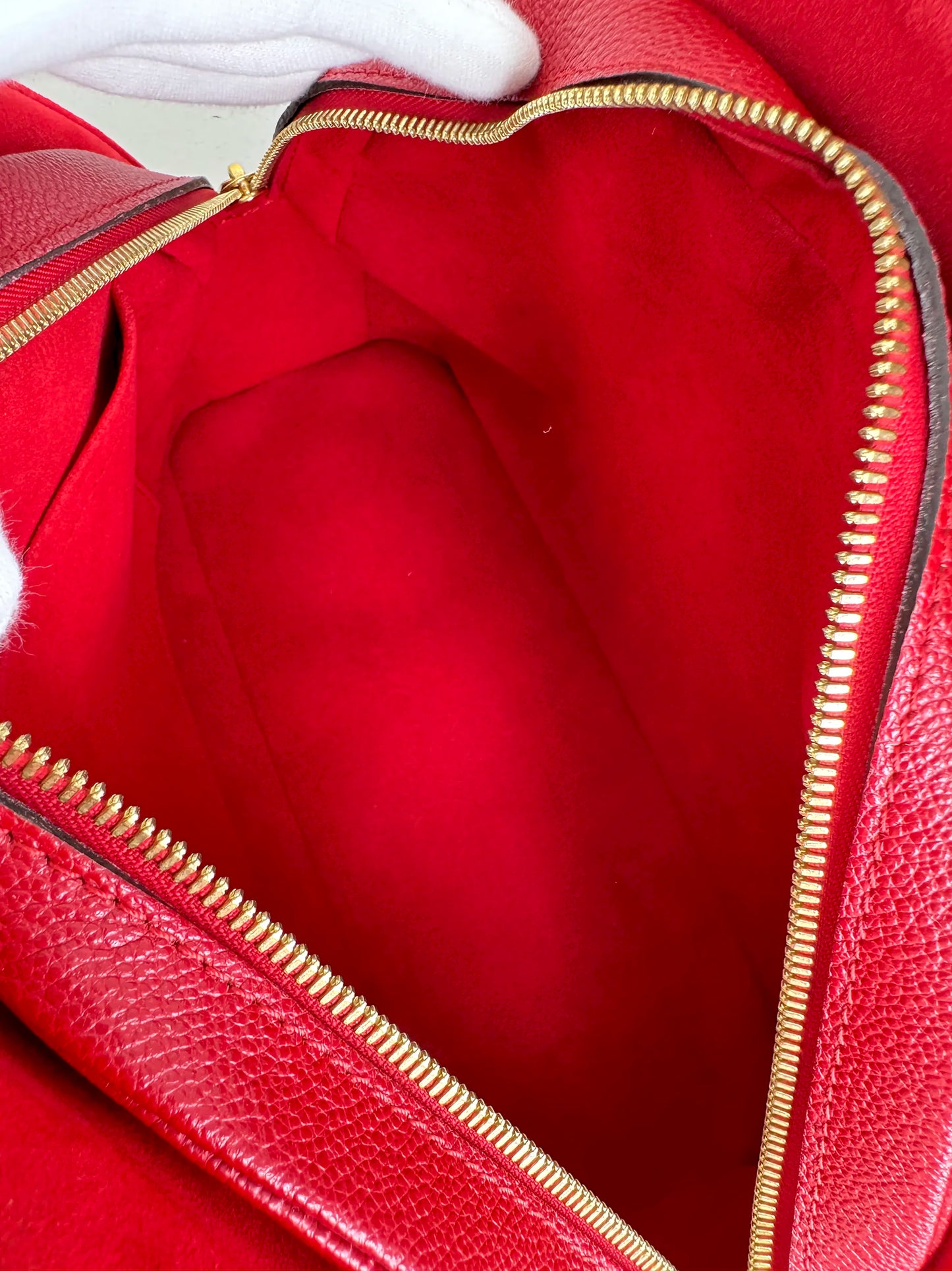 (A08) Louis Vuitton Monogram Alma BNB Bag with Red Accents Gold Hardware Removable Strap