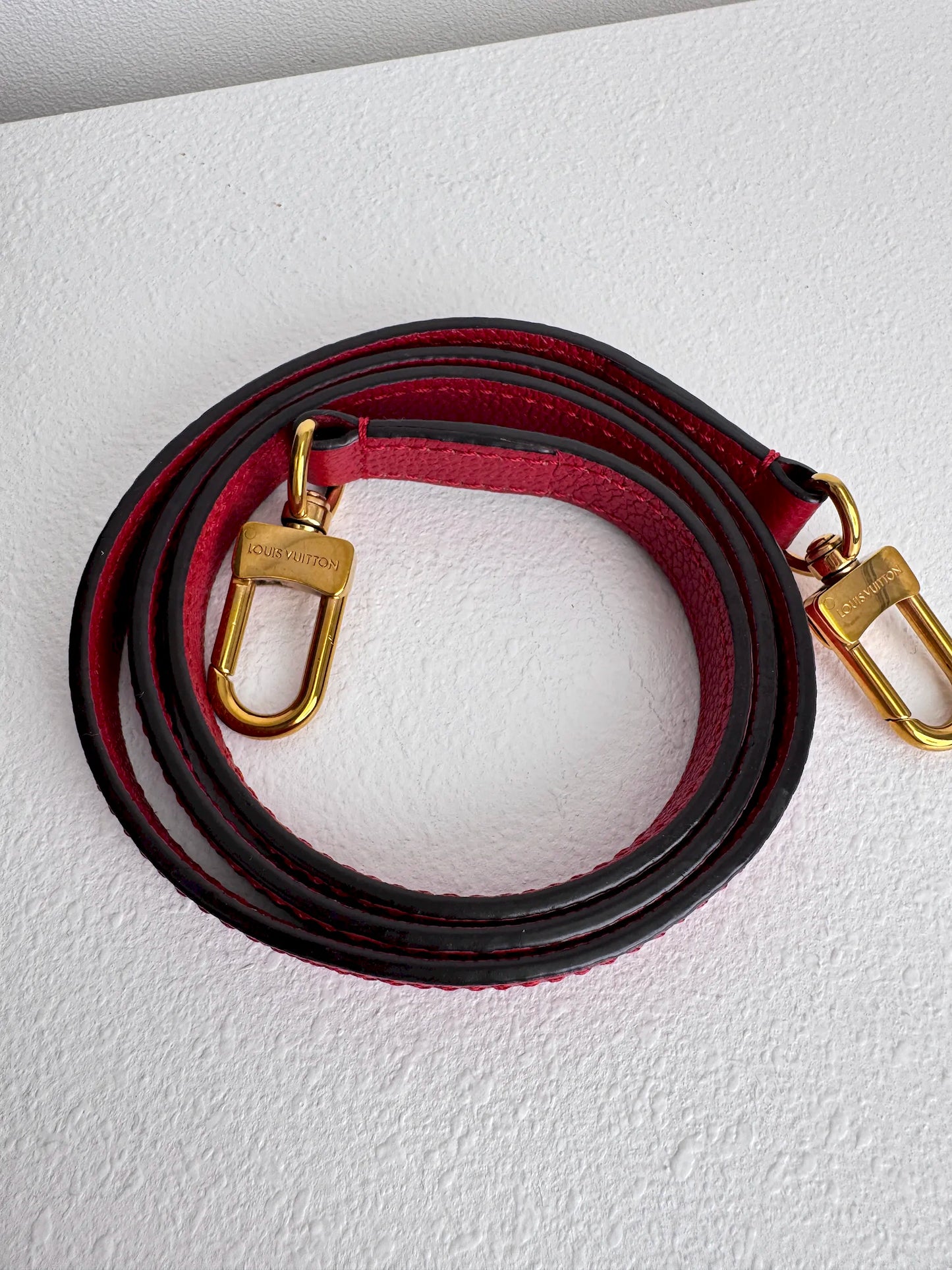 (A08) Louis Vuitton Monogram Alma BNB Bag with Red Accents Gold Hardware Removable Strap