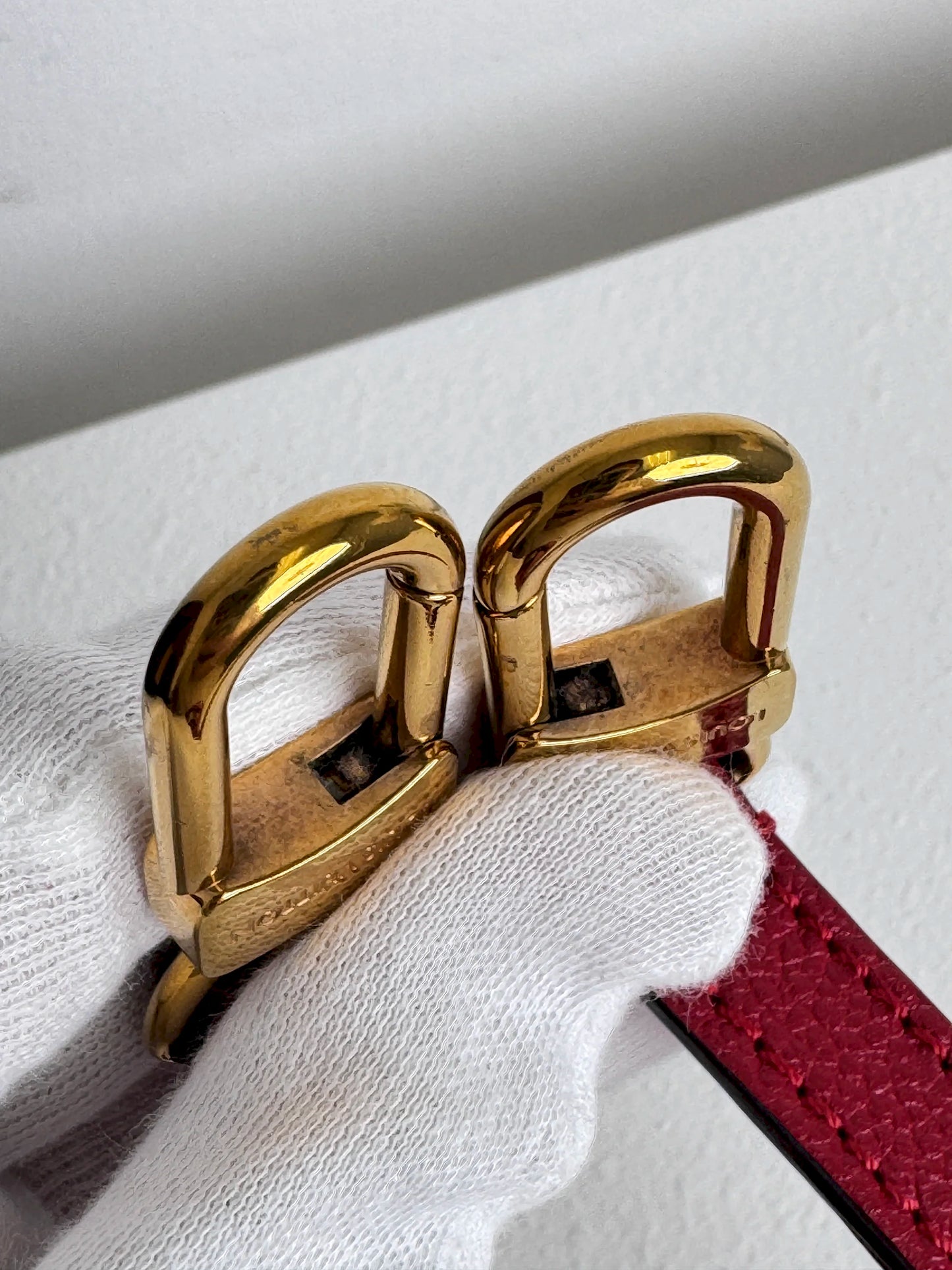 (A08) Louis Vuitton Monogram Alma BNB Bag with Red Accents Gold Hardware Removable Strap