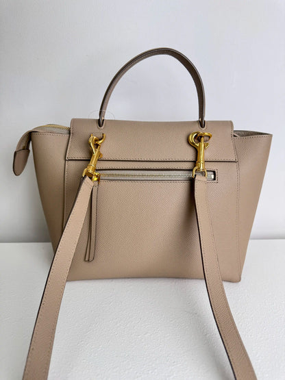 (A13) Celine Taupe Beige Nano Belt Bag Gold Hardware Removable Strap