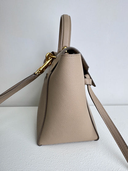 (A13) Celine Taupe Beige Nano Belt Bag Gold Hardware Removable Strap