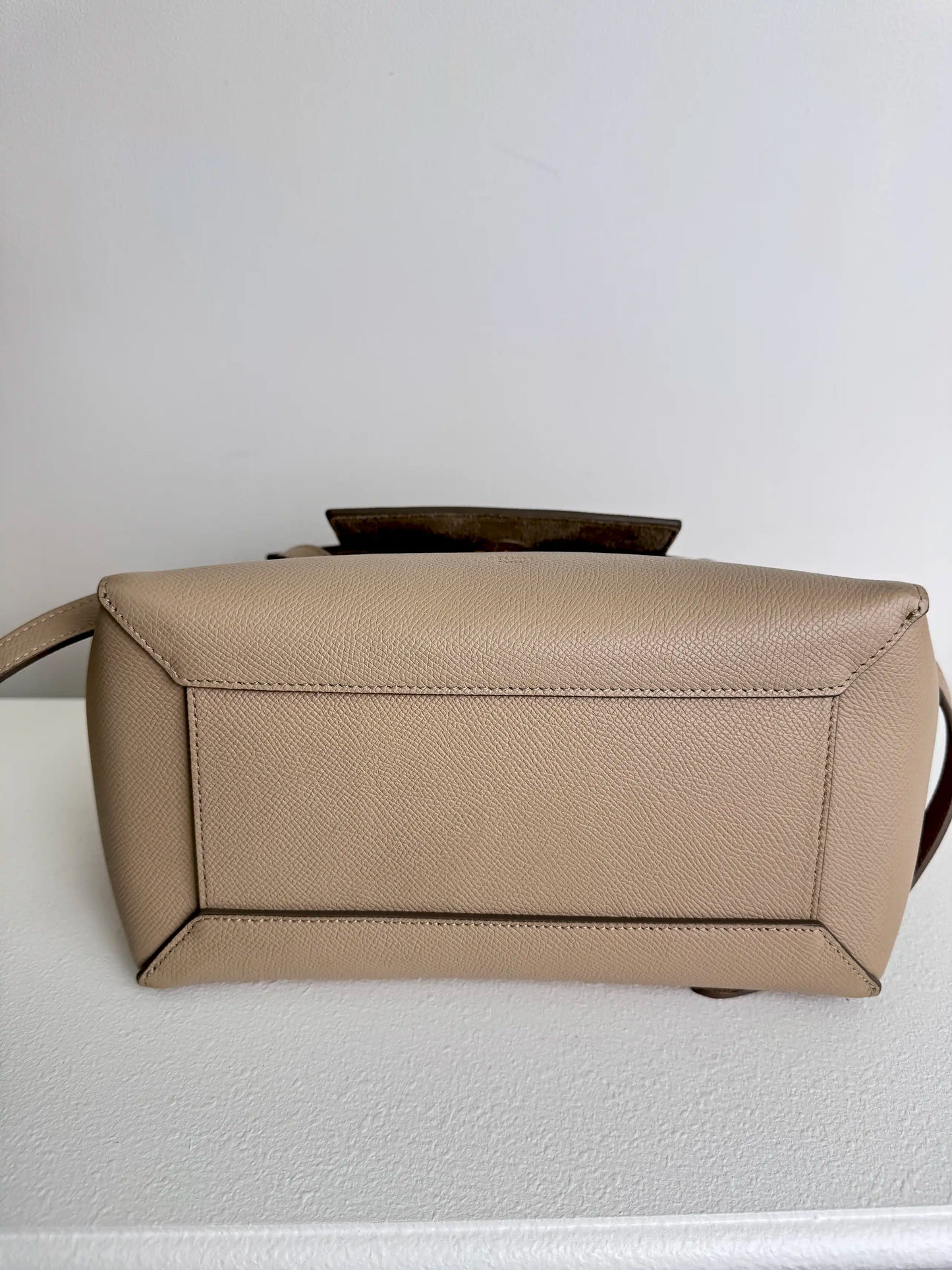 (A13) Celine Taupe Beige Nano Belt Bag Gold Hardware Removable Strap