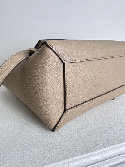 (A13) Celine Taupe Beige Nano Belt Bag Gold Hardware Removable Strap