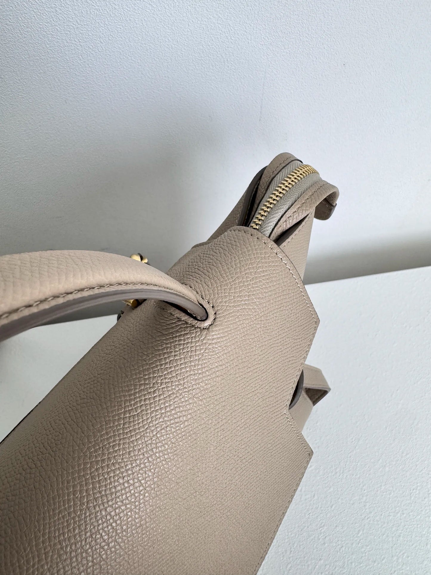 (A13) Celine Taupe Beige Nano Belt Bag Gold Hardware Removable Strap