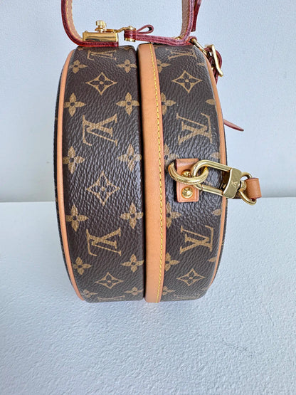 (A15) Louis Vuitton Monogram Petite Boite Chapeau Gold Hardware Removable and Adjustable Crossbody Strap