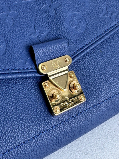 (A19) Louis Vuitton Blue Monogram Empreinte St Germain Bag Gold Hardware Light Wear on Hardware