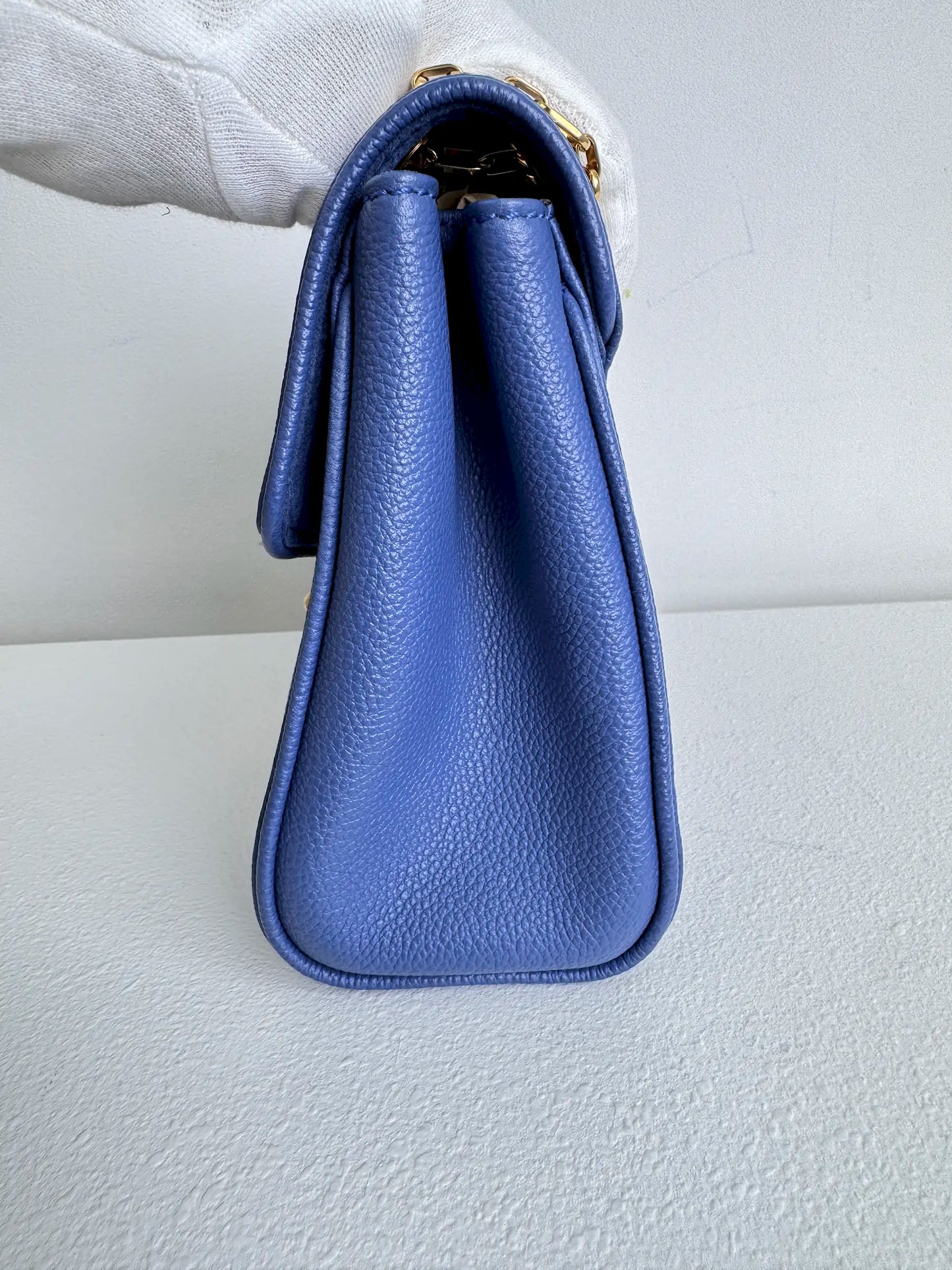(A19) Louis Vuitton Blue Monogram Empreinte St Germain Bag Gold Hardware Light Wear on Hardware
