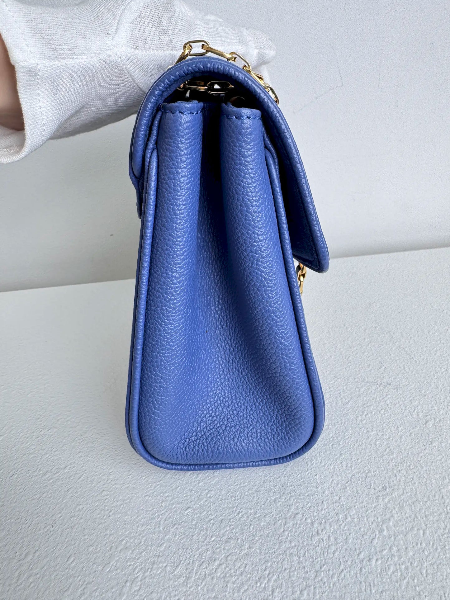 (A19) Louis Vuitton Blue Monogram Empreinte St Germain Bag Gold Hardware Light Wear on Hardware