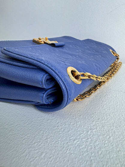 (A19) Louis Vuitton Blue Monogram Empreinte St Germain Bag Gold Hardware Light Wear on Hardware