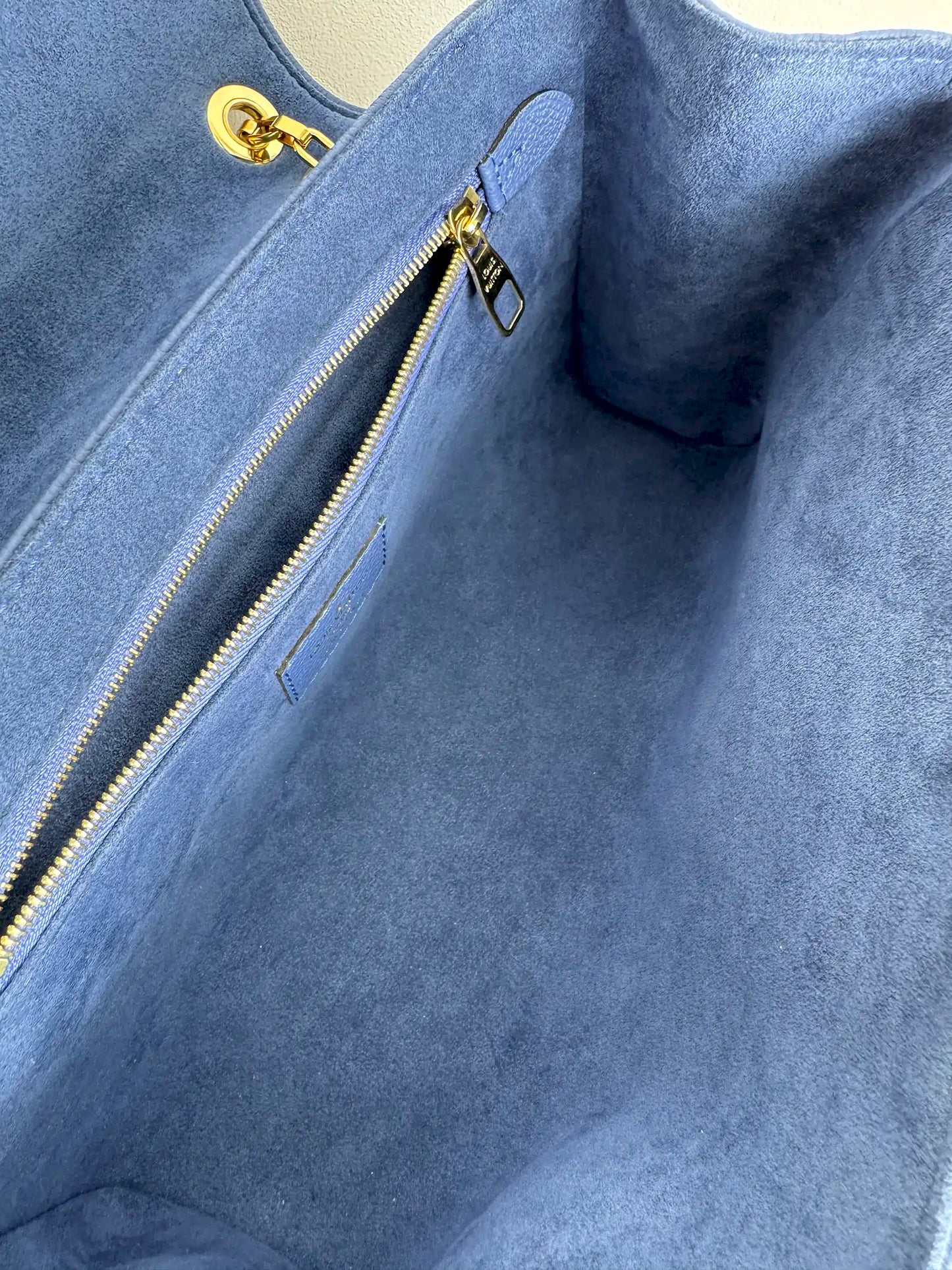 (A19) Louis Vuitton Blue Monogram Empreinte St Germain Bag Gold Hardware Light Wear on Hardware
