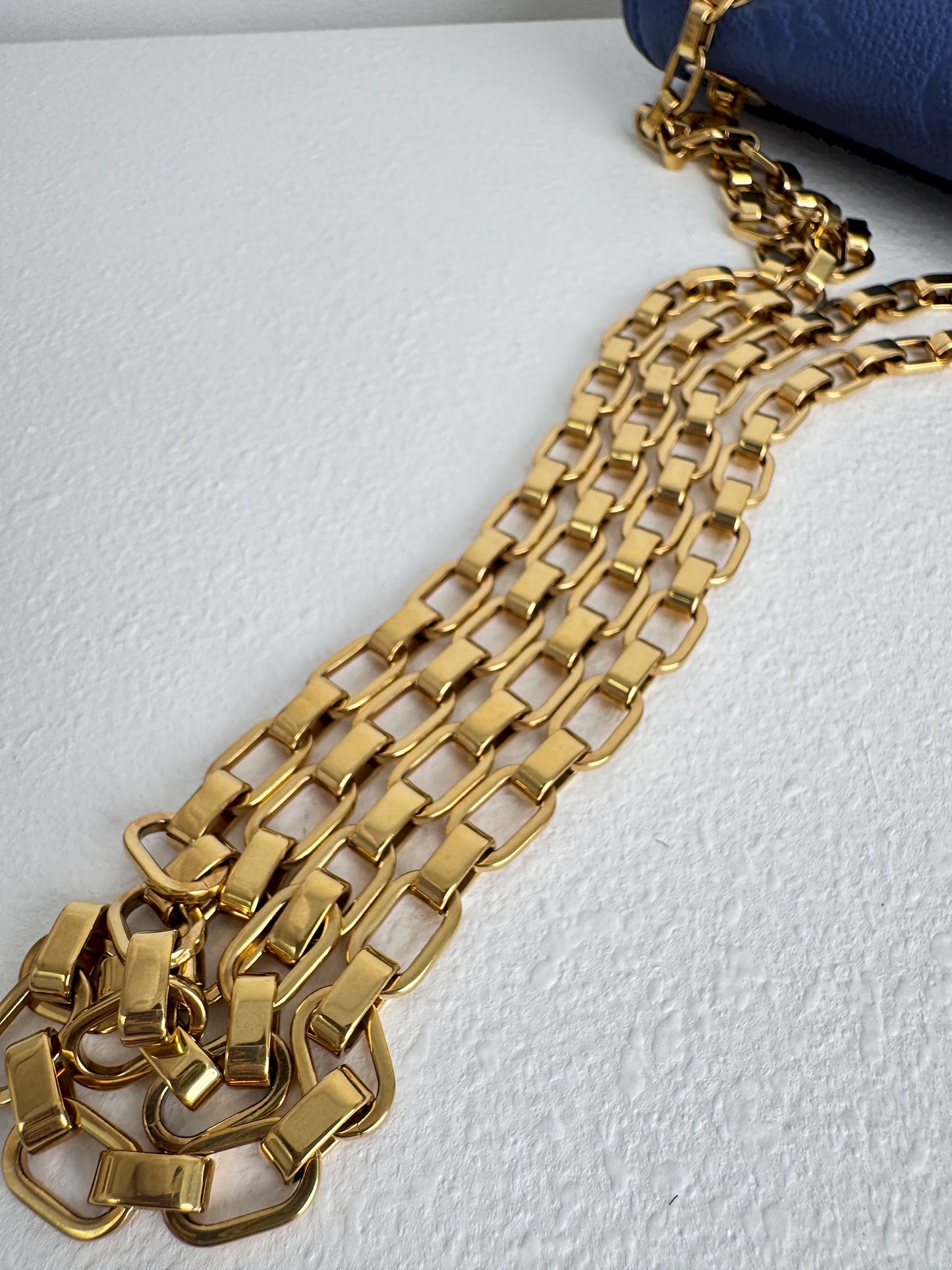 (A19) Louis Vuitton Blue Monogram Empreinte St Germain Bag Gold Hardware Light Wear on Hardware