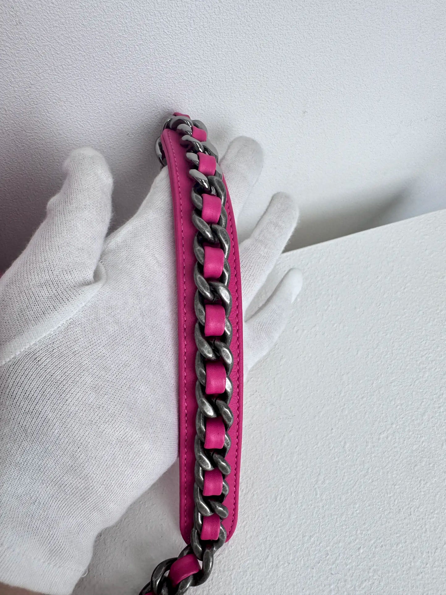 (A36) Chanel Pink Tweed Medium 19 Flap Bag Gold/Silver/Ruthenium Hardware