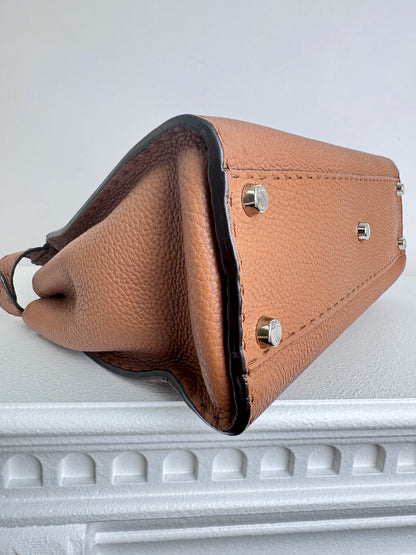 (A47) Fendi Brown Peekaboo Selleria Medium Calfskin Silver Hardware