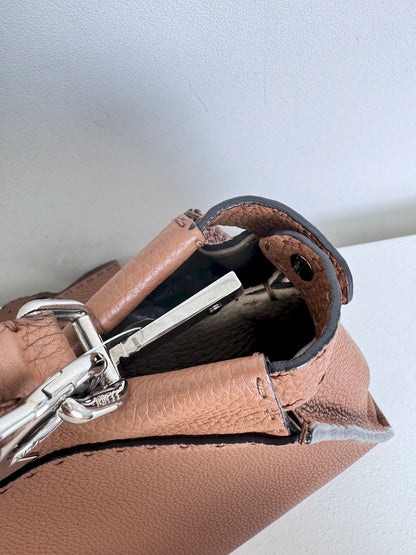 (A47) Fendi Brown Peekaboo Selleria Medium Calfskin Silver Hardware