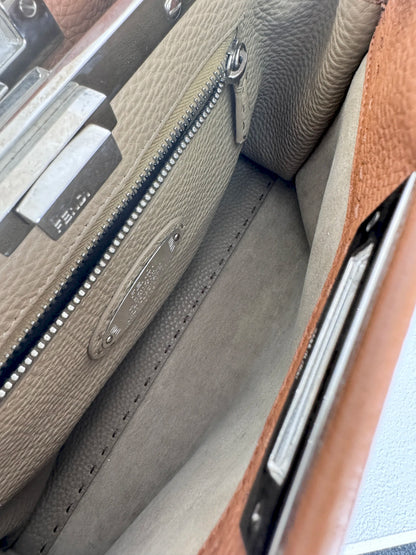 (A47) Fendi Brown Peekaboo Selleria Medium Calfskin Silver Hardware