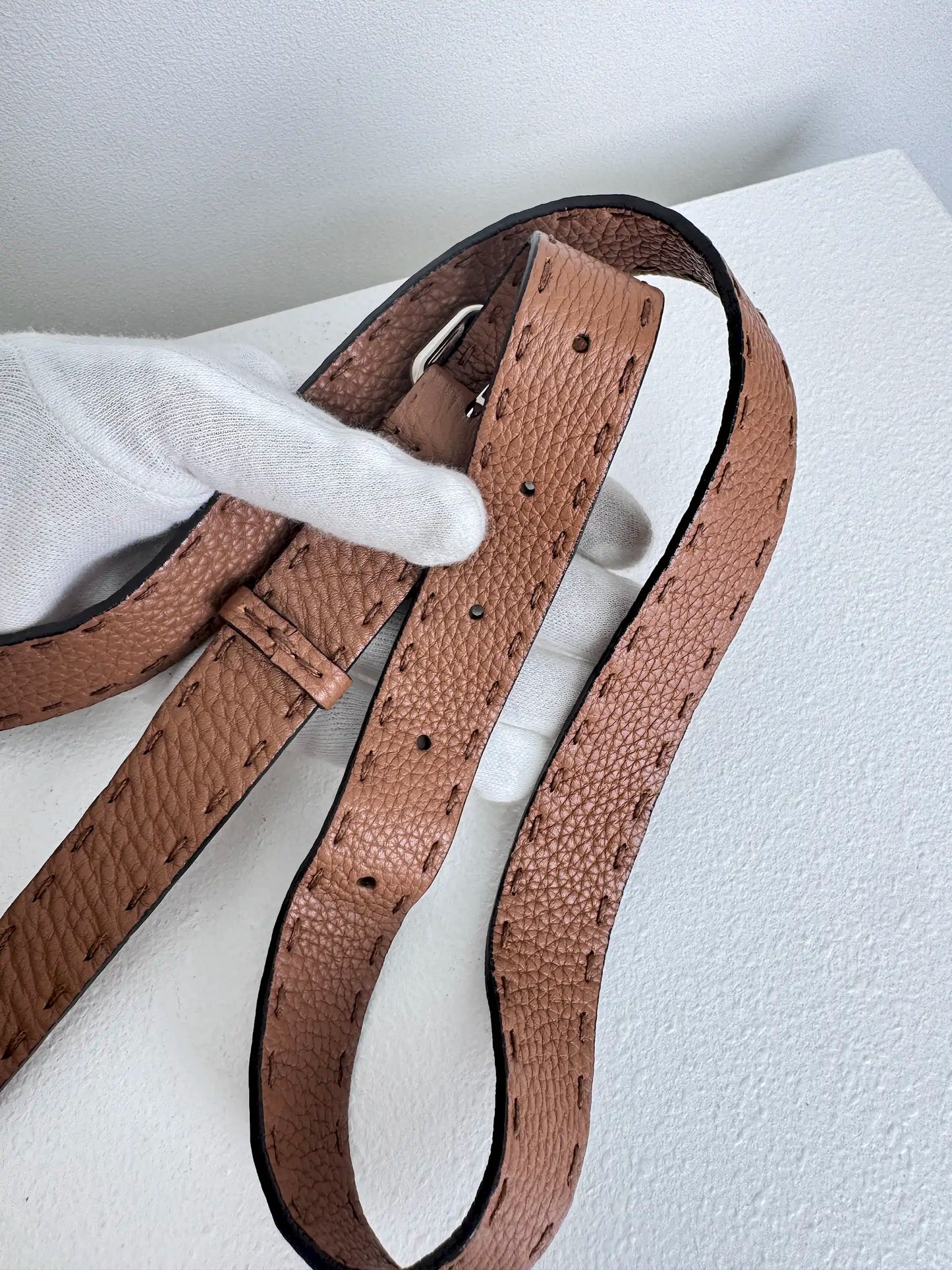 (A47) Fendi Brown Peekaboo Selleria Medium Calfskin Silver Hardware