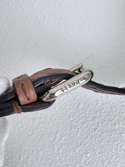 (A47) Fendi Brown Peekaboo Selleria Medium Calfskin Silver Hardware