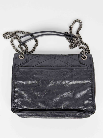 (A52) YSL Small Black Niki Bag Ruthenium Hardware