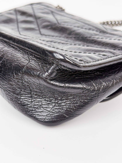 (A52) YSL Small Black Niki Bag Ruthenium Hardware