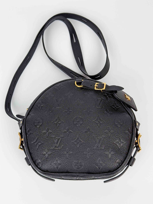 (A51) Louis Vuitton Black Empreinte Boite Chapeau Souple MM Gold Hardware