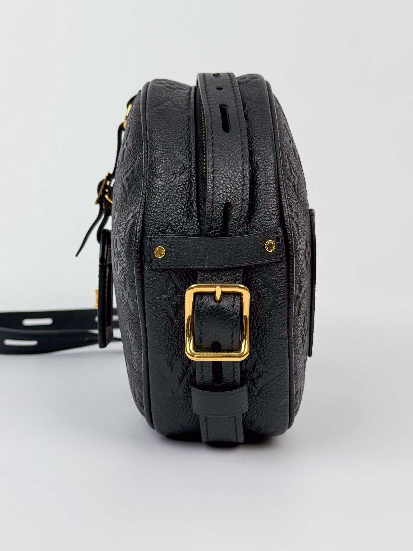 (A51) Louis Vuitton Black Empreinte Boite Chapeau Souple MM Gold Hardware