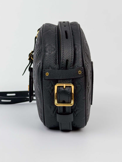 (A51) Louis Vuitton Black Empreinte Boite Chapeau Souple MM Gold Hardware