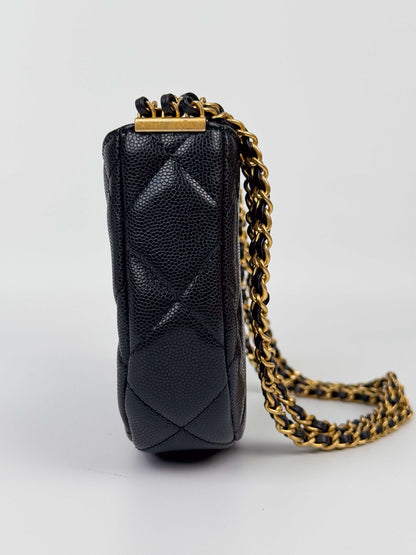 (A56) Chanel Black Caviar Hobo Gold Hardware