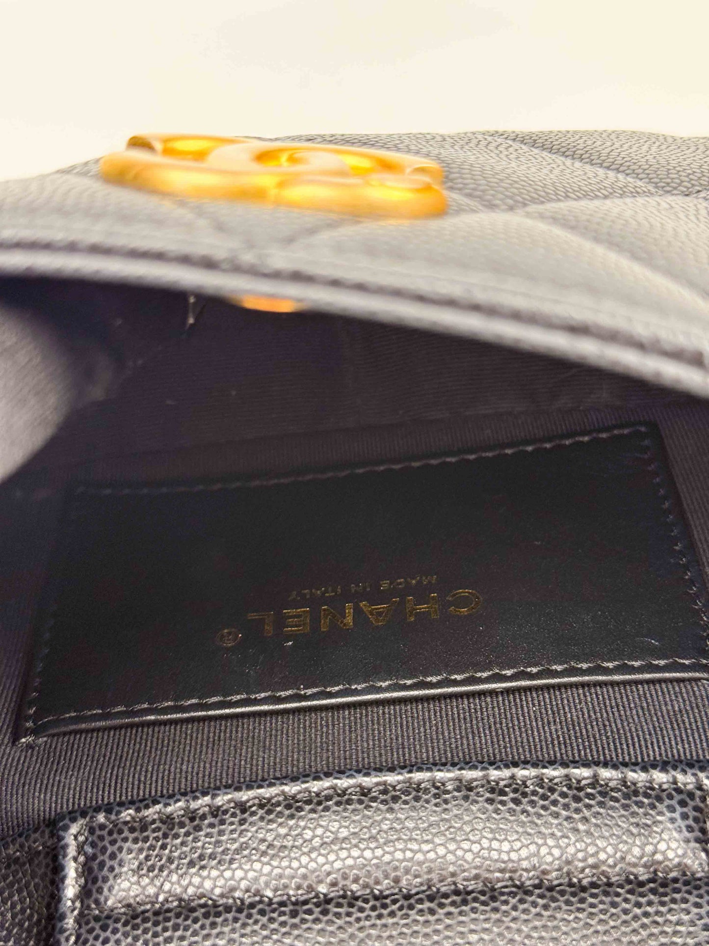 (A56) Chanel Black Caviar Hobo Gold Hardware