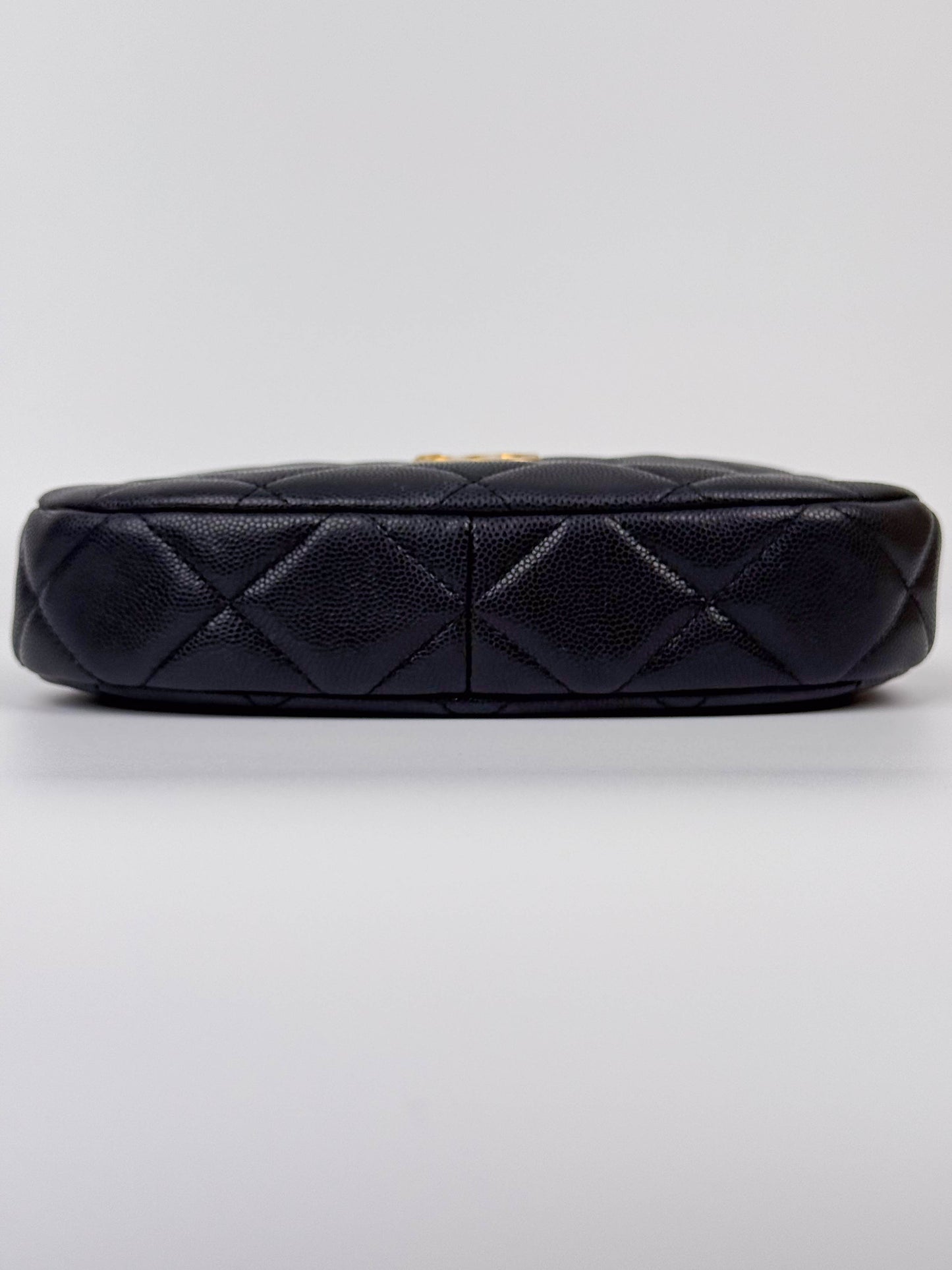 (A56) Chanel Black Caviar Hobo Gold Hardware