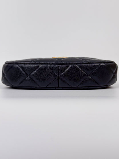 (A56) Chanel Black Caviar Hobo Gold Hardware