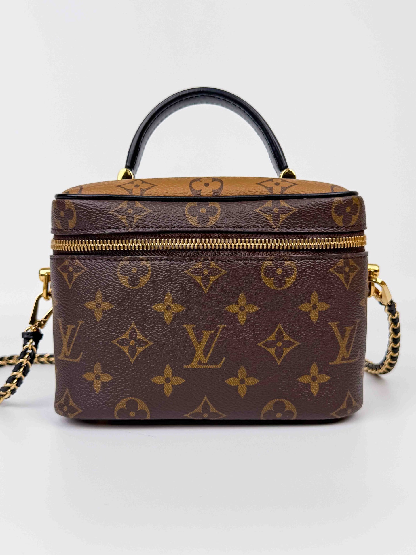 (A58) Louis Vuitton Monogram Vanity Crossbody Bag Gold Hardware