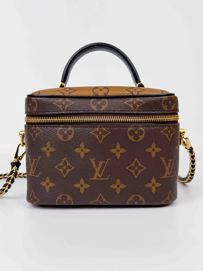 (A58) Louis Vuitton Monogram Vanity Crossbody Bag Gold Hardware