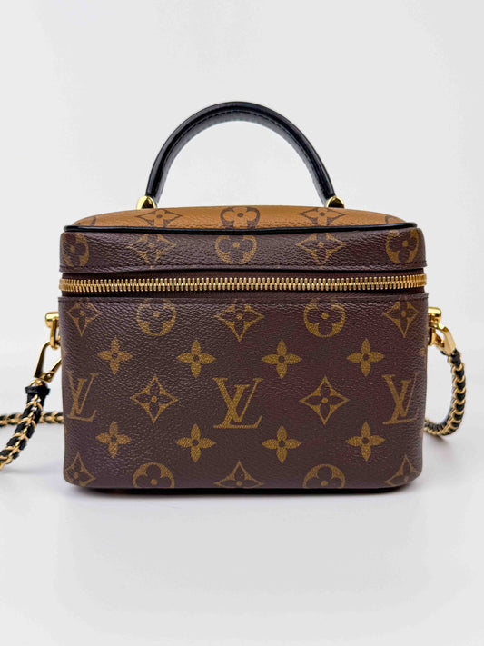 (A58) Louis Vuitton Monogram Vanity Crossbody Bag Gold Hardware